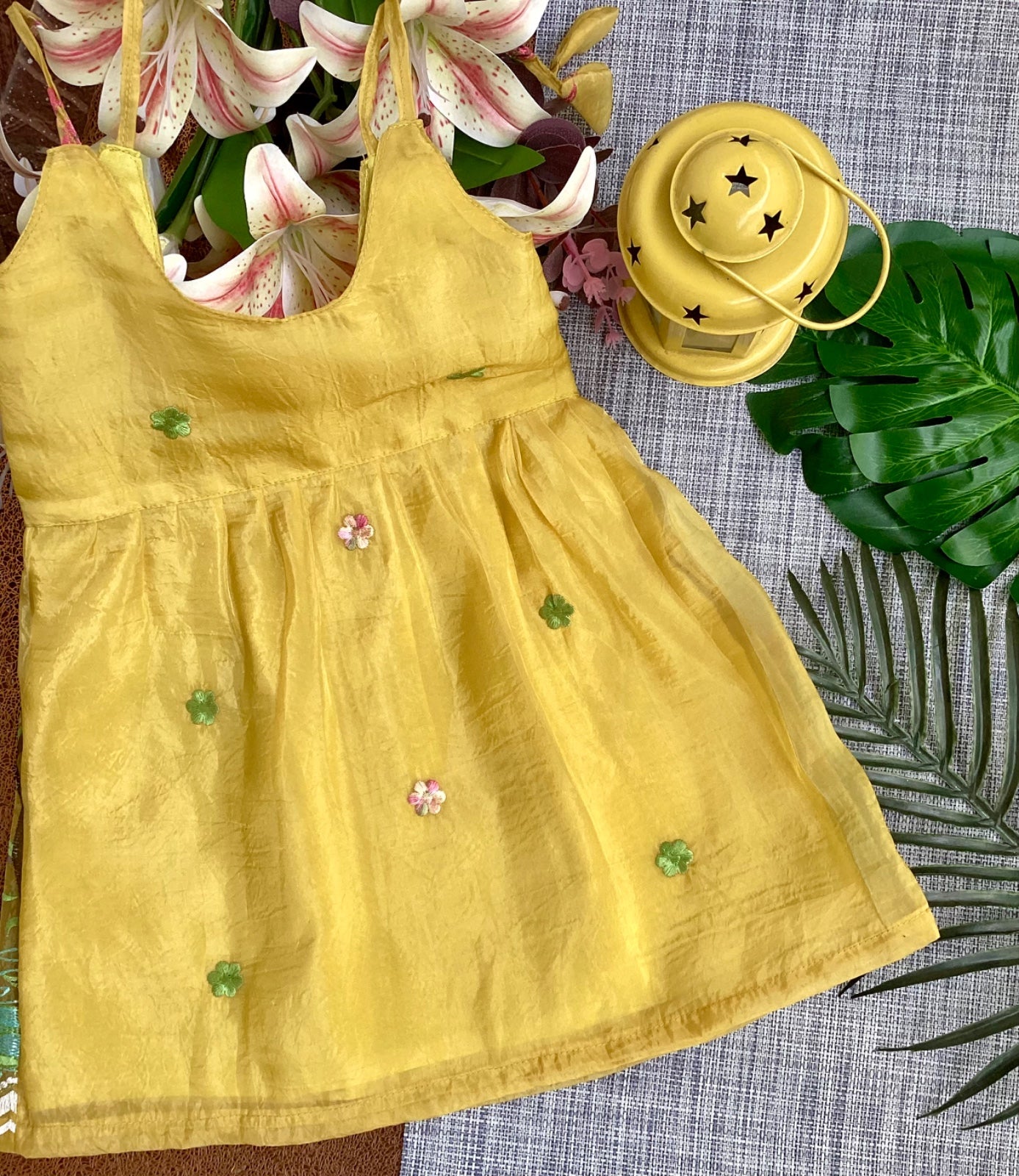 Yellow Crush Tissue Organza Frock - Perfect for Special Moments