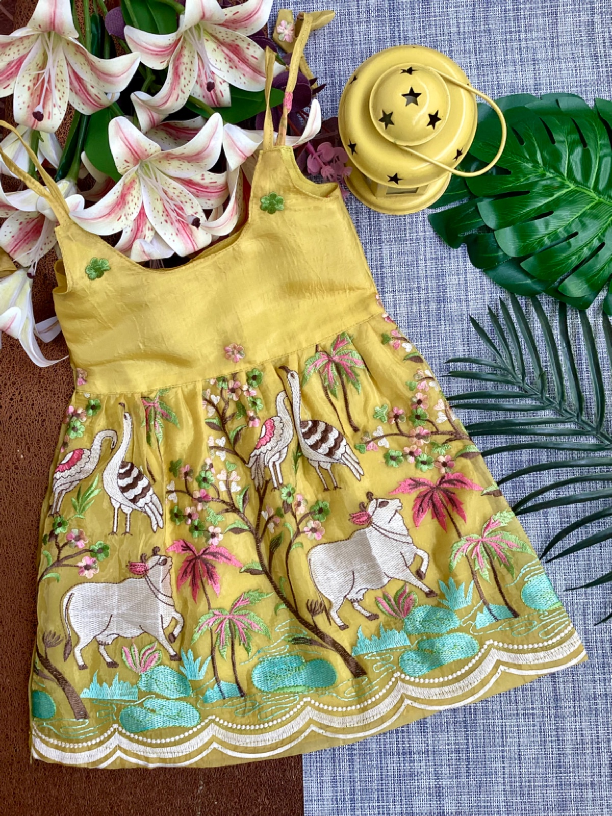 Yellow Crush Tissue Organza Frock - Perfect for Special Moments