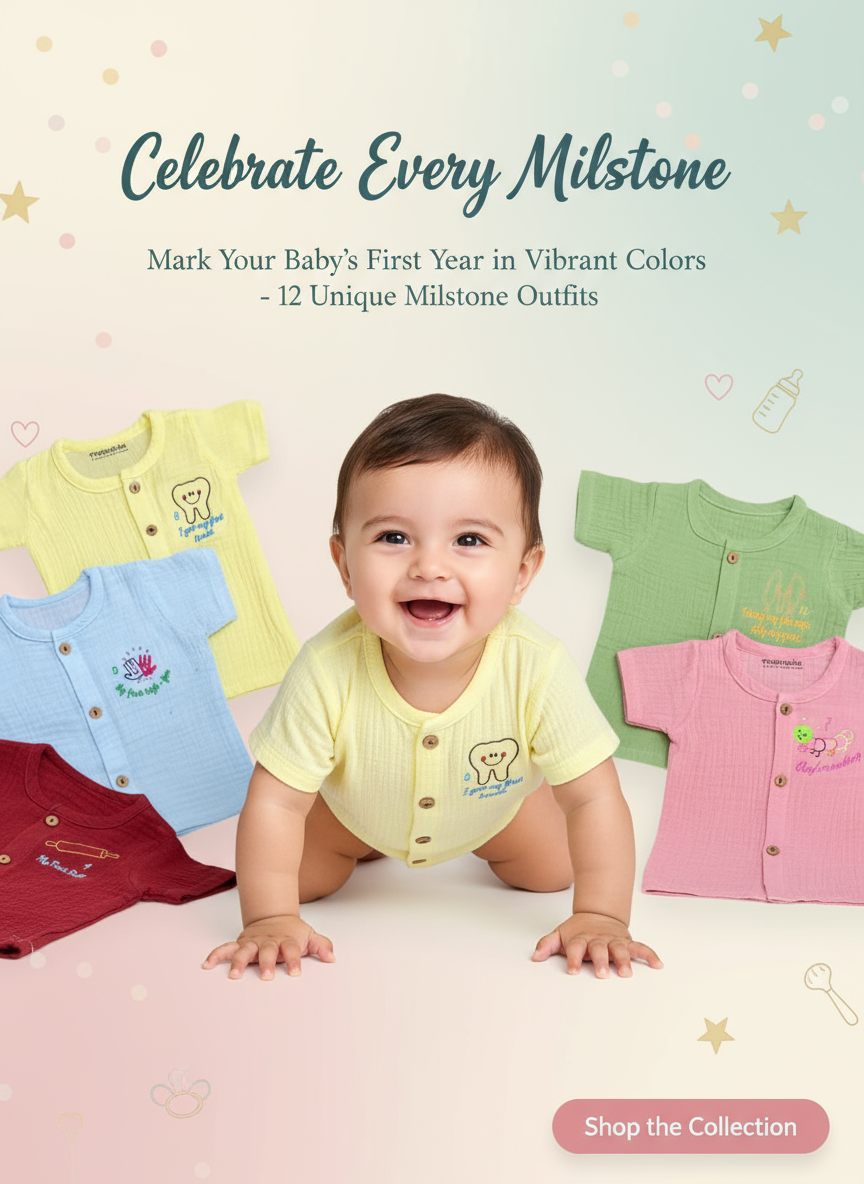 banner should tell about milestone collection in my website baby should wear any of my milestone outfit