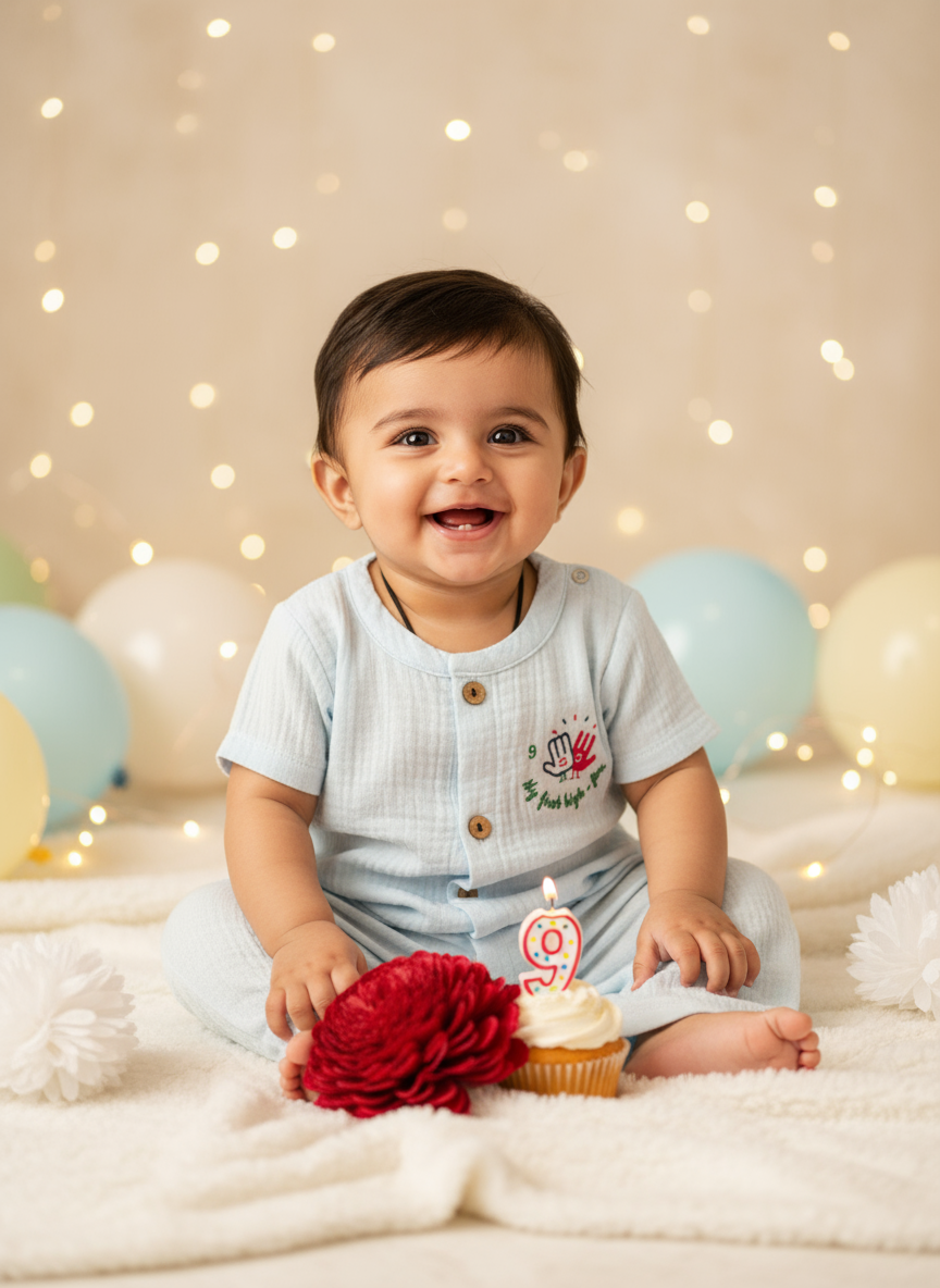 create baby for 9th month birthday by taking 9th month birthday outfit from my website