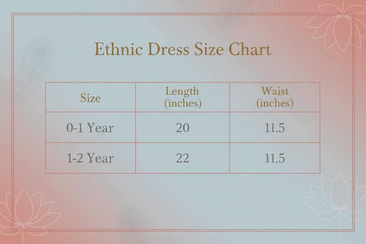 Ethnic Dress Size Chart - Two Sizes