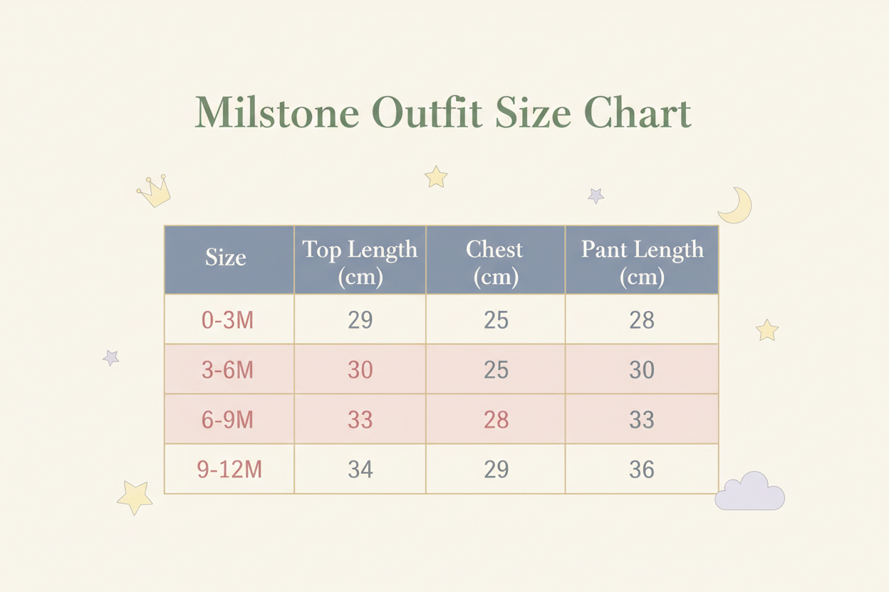 Milestone Outfit Size Chart