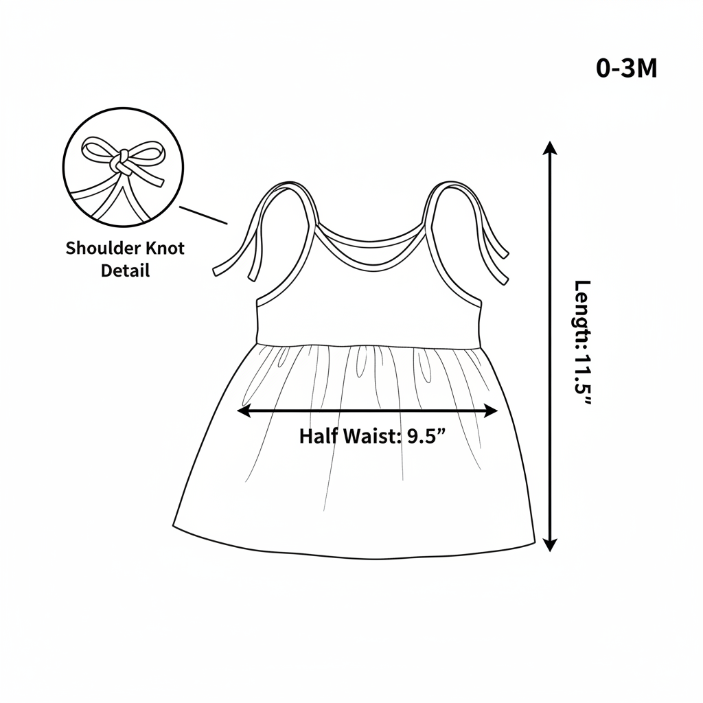 Muslin Knot Frock Measurement Guide - 0-3M