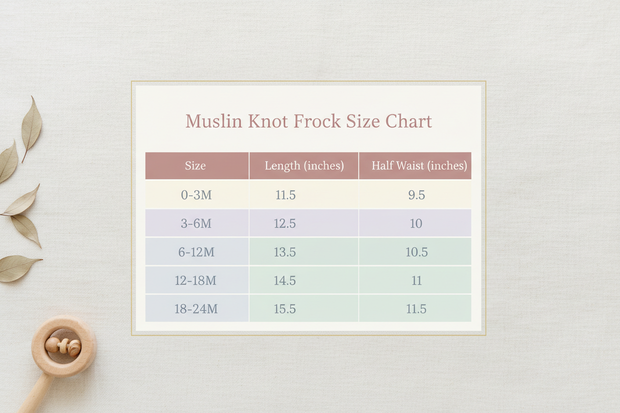 Muslin Knot Frock Size Chart