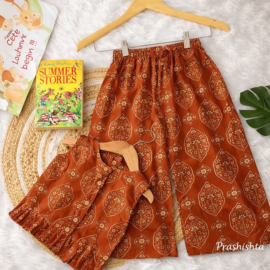 Leaf / Earthy Cotton Plazo Cord Set