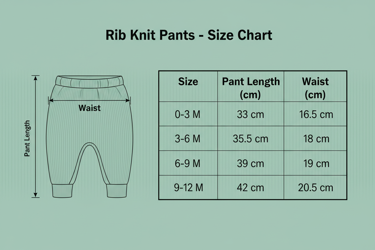 Rib Knit Pants Size Chart