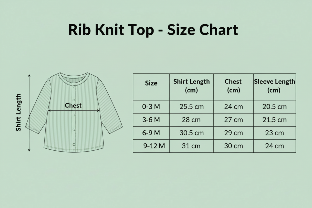 Rib Knit Top Size Chart